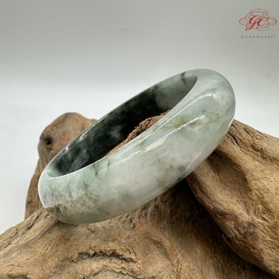 【肌容雪】天然美石冰墨雙輝平安鐲 編號B217(鐲圍57.6mm#18號)