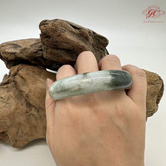 【肌容雪】天然美石冰墨雙輝平安鐲 編號B217(鐲圍57.6mm#18號)