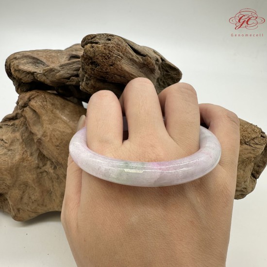 【肌容雪】天然美石紫夢雲翠圓條手鐲 編號B218(鐲圍56.3mm#17.5號)