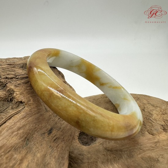 【肌容雪】天然美石黃白雙彩平安鐲 編號B219(鐲寬50.3mm#16號) 【肌容雪】天然美石黃白雙彩平安鐲 編號B219(鐲寬50.3mm#16號)