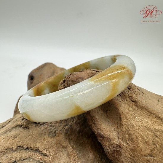 【肌容雪】天然美石黃白雙彩平安鐲 編號B219(鐲寬50.3mm#16號) 【肌容雪】天然美石黃白雙彩平安鐲 編號B219(鐲寬50.3mm#16號)