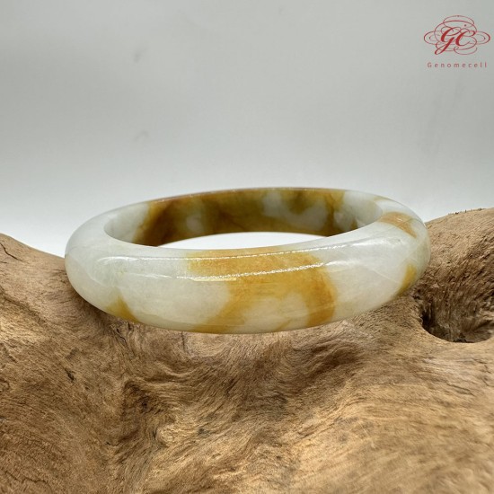 【肌容雪】天然美石黃白雙彩平安鐲 編號B219(鐲寬50.3mm#16號) 【肌容雪】天然美石黃白雙彩平安鐲 編號B219(鐲寬50.3mm#16號)