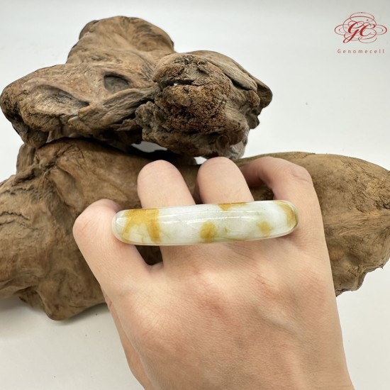 【肌容雪】天然美石黃白雙彩平安鐲 編號B219(鐲寬50.3mm#16號) 【肌容雪】天然美石黃白雙彩平安鐲 編號B219(鐲寬50.3mm#16號)