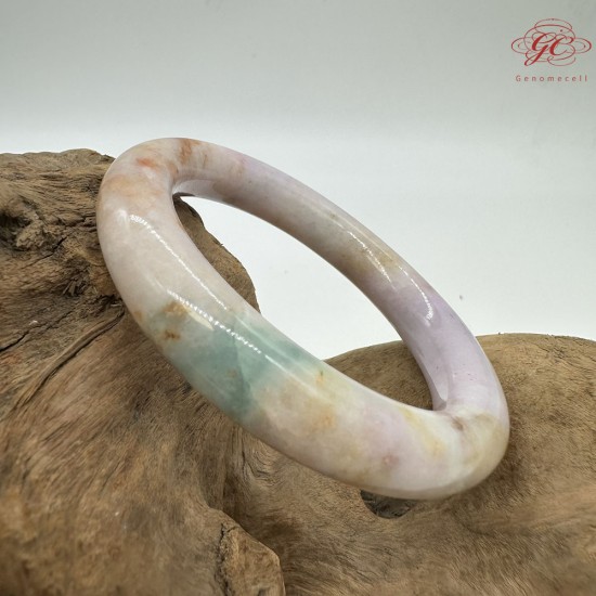 【肌容雪】天然美石粉紫三彩撒金圓條手鐲 編號B220(鐲圍55.4mm#17.5號) 【肌容雪】天然美石粉紫三彩撒金圓條手鐲 編號B220(鐲圍55.4mm#17.5號)