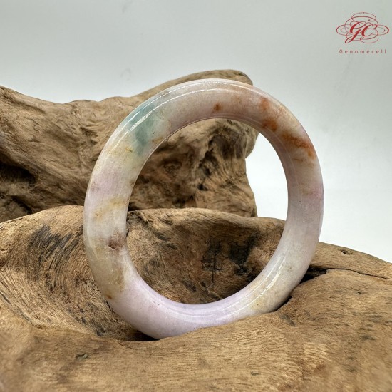 【肌容雪】天然美石粉紫三彩撒金圓條手鐲 編號B220(鐲圍55.4mm#17.5號) 【肌容雪】天然美石粉紫三彩撒金圓條手鐲 編號B220(鐲圍55.4mm#17.5號)