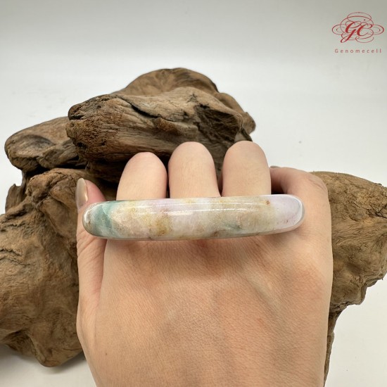 【肌容雪】天然美石粉紫三彩撒金圓條手鐲 編號B220(鐲圍55.4mm#17.5號) 【肌容雪】天然美石粉紫三彩撒金圓條手鐲 編號B220(鐲圍55.4mm#17.5號)
