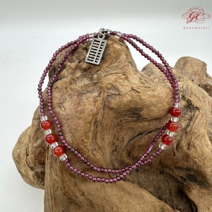 【肌容雪】算盤銀飾造型碧璽多圈珠鍊 編號B61