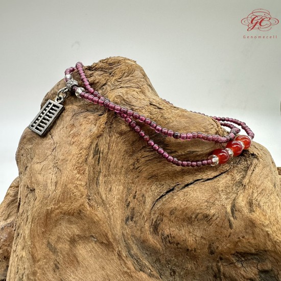 【肌容雪】算盤銀飾造型碧璽多圈珠鍊 編號B61