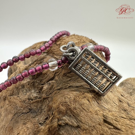 【肌容雪】算盤銀飾造型碧璽多圈珠鍊 編號B61