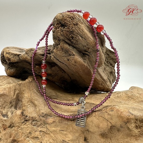 【肌容雪】算盤銀飾造型碧璽多圈珠鍊 編號B61