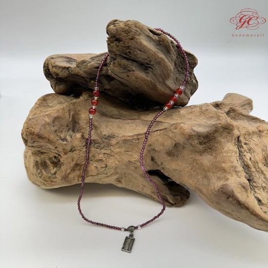 【肌容雪】算盤銀飾造型碧璽多圈珠鍊 編號B61