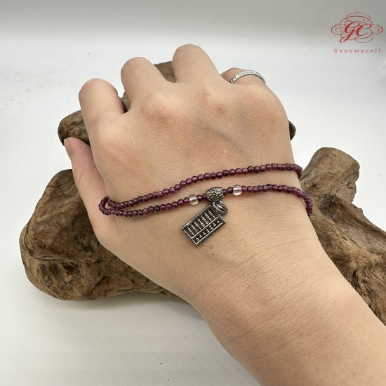 【肌容雪】算盤銀飾造型碧璽多圈珠鍊 編號B61