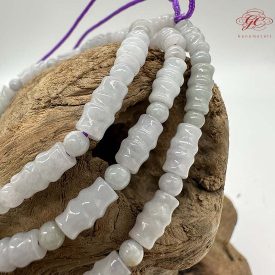 【肌容雪】天然緬甸A貨翡翠竹節珠多圈珠串鍊 編號1003