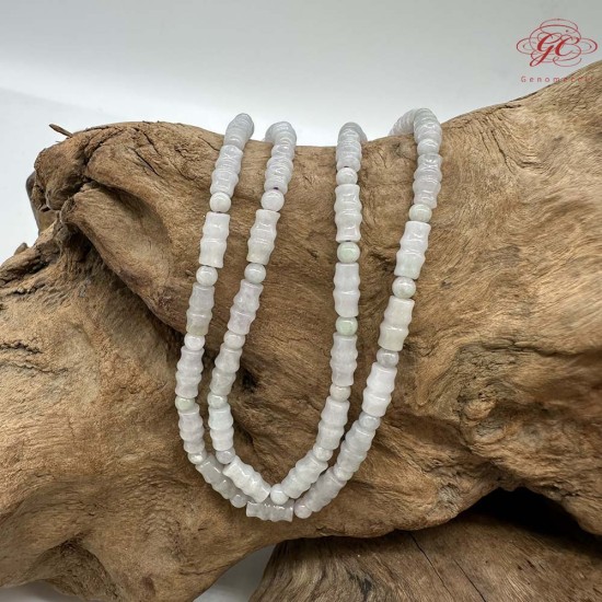 【肌容雪】天然緬甸A貨翡翠竹節珠多圈珠串鍊 編號1003