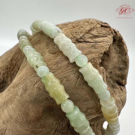 【肌容雪】天然緬甸A貨翡翠竹節珠多圈珠串鍊 編號1004