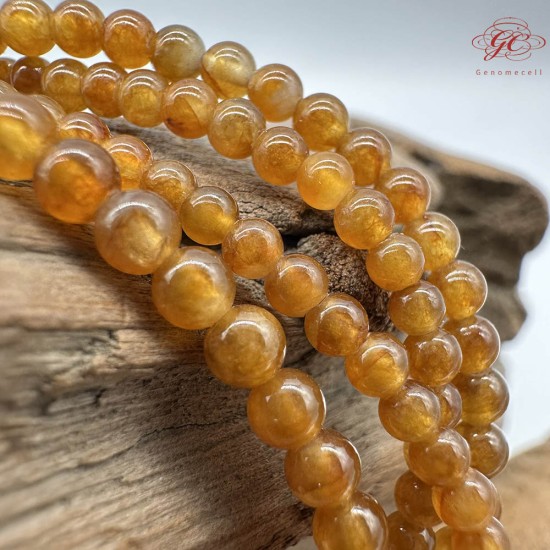 【肌容雪】天然緬甸A貨冰種黃翡多圈珠串鍊 編號1022