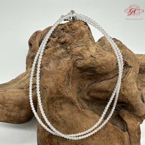 【肌容雪】天然緬甸A貨冰種翡翠白月光多圈珠串鍊 編號1023