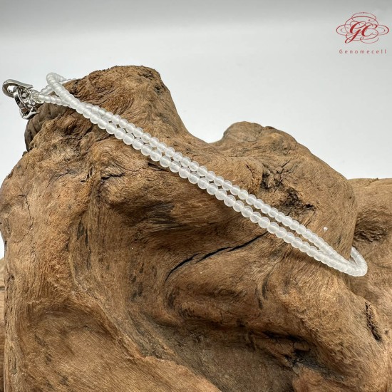 【肌容雪】天然緬甸A貨冰種翡翠白月光多圈珠串鍊 編號1023