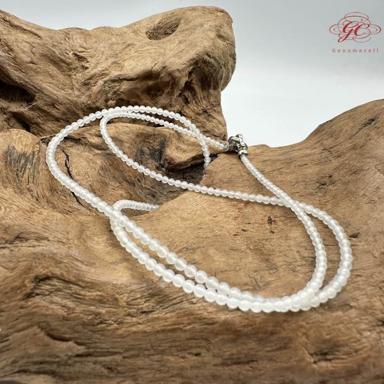 【肌容雪】天然緬甸A貨冰種翡翠白月光多圈珠串鍊 編號1023