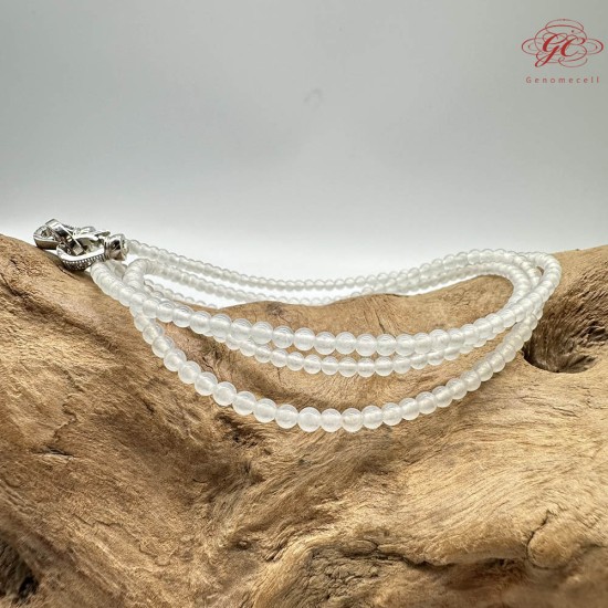 【肌容雪】天然緬甸A貨冰種翡翠白月光多圈珠串鍊 編號1023