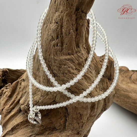 【肌容雪】天然緬甸A貨冰種翡翠白月光多圈珠串鍊 編號1023