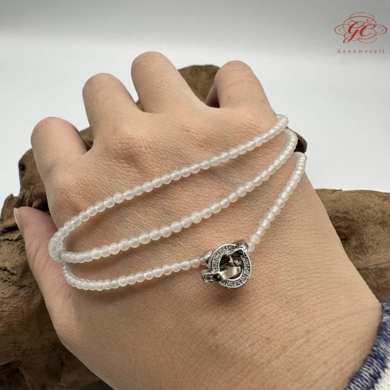 【肌容雪】天然緬甸A貨冰種翡翠白月光多圈珠串鍊 編號1023