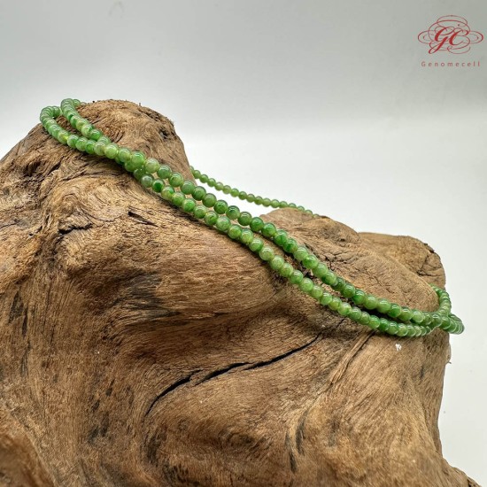 【肌容雪】天然緬甸A貨冰種翡翠皇家綠多圈珠串鍊 編號1024