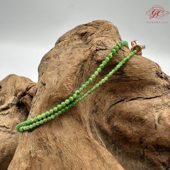 【肌容雪】天然緬甸A貨冰種翡翠皇家綠多圈珠串鍊 編號1024