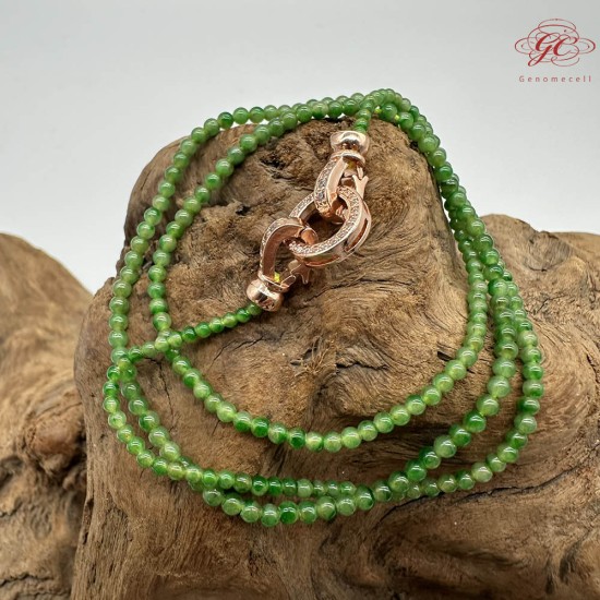 【肌容雪】天然緬甸A貨冰種翡翠皇家綠多圈珠串鍊 編號1024