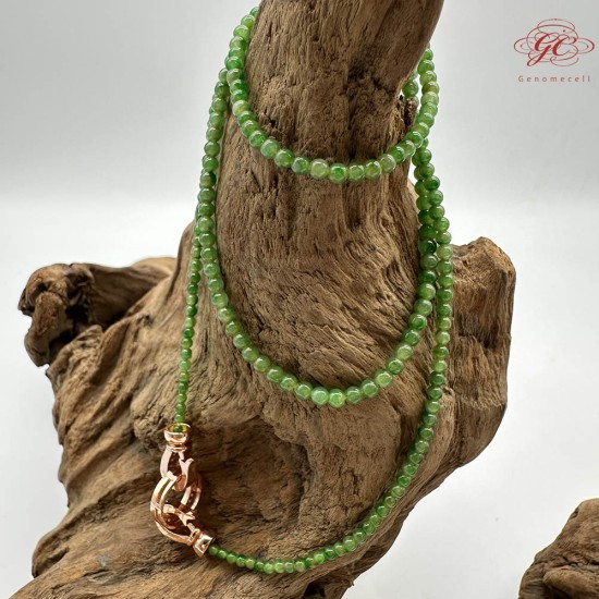 【肌容雪】天然緬甸A貨冰種翡翠皇家綠多圈珠串鍊 編號1024
