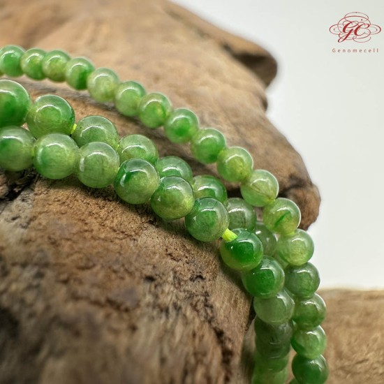 【肌容雪】天然緬甸A貨冰種翡翠皇家綠多圈珠串鍊 編號1024