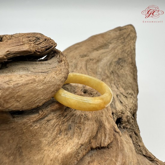 【肌容雪】天然緬甸A貨滿圈黃翡翠戒圈 編號1025(戒圍18.5mm#15號 )