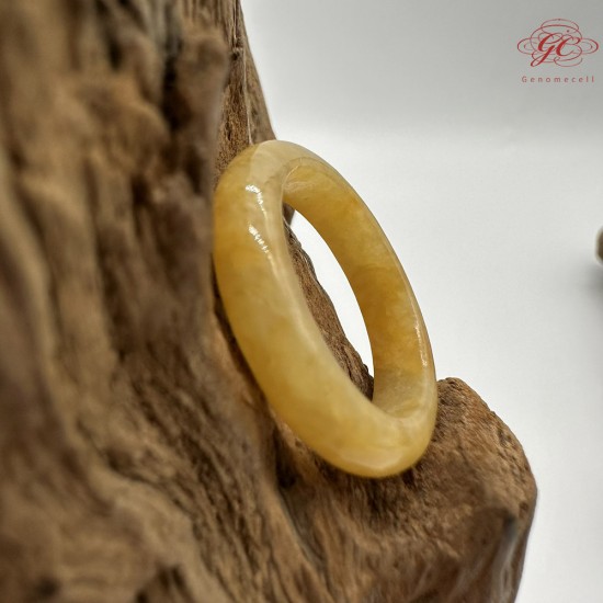 【肌容雪】天然緬甸A貨滿圈黃翡翠戒圈 編號1025(戒圍18.5mm#15號 )