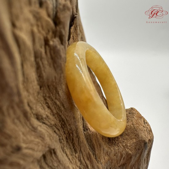 【肌容雪】天然緬甸A貨滿圈黃翡翠戒圈 編號1025(戒圍18.5mm#15號 )