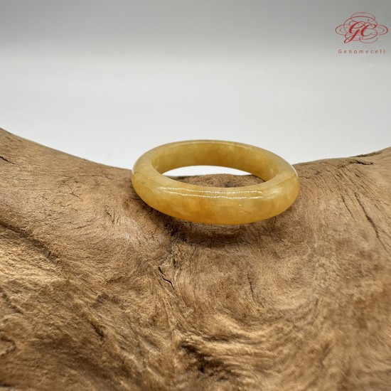 【肌容雪】天然緬甸A貨滿圈黃翡翠戒圈 編號1025(戒圍18.5mm#15號 )