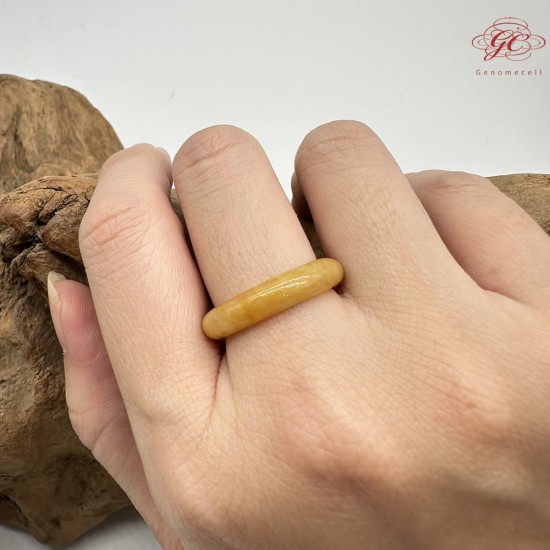 【肌容雪】天然緬甸A貨滿圈黃翡翠戒圈 編號1025(戒圍18.5mm#15號 )