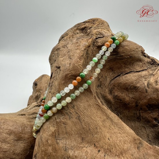 【肌容雪】天然緬甸A貨多彩翡翠多圈珠串 編號1027