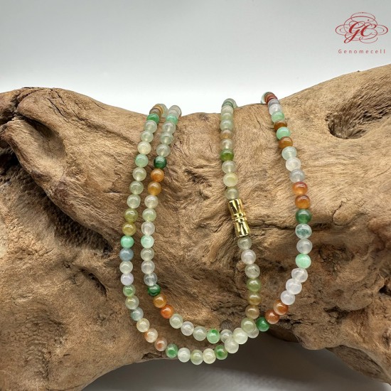 【肌容雪】天然緬甸A貨多彩翡翠多圈珠串 編號1027