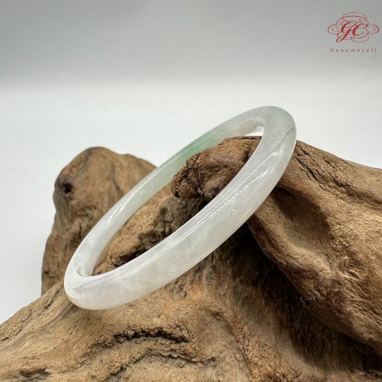  【肌容雪】天然緬甸A貨白底青翡翠美人條手鐲 編號1028(鐲圍57.6mm#18號)