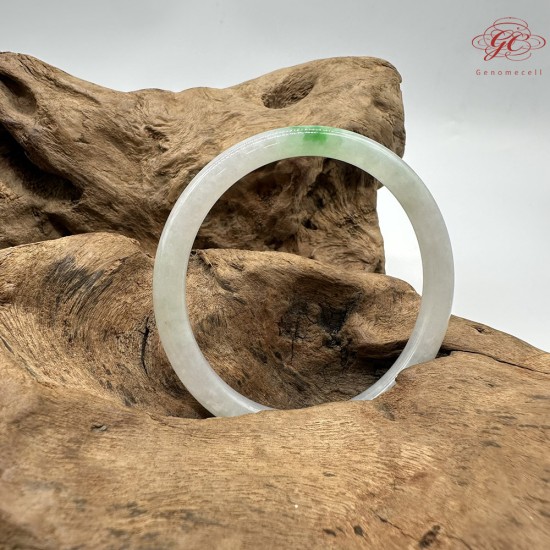  【肌容雪】天然緬甸A貨白底青翡翠美人條手鐲 編號1028(鐲圍57.6mm#18號)