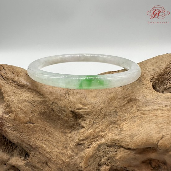  【肌容雪】天然緬甸A貨白底青翡翠美人條手鐲 編號1028(鐲圍57.6mm#18號)