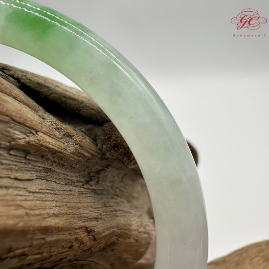  【肌容雪】天然緬甸A貨白底青翡翠美人條手鐲 編號1028(鐲圍57.6mm#18號)