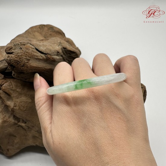  【肌容雪】天然緬甸A貨白底青翡翠美人條手鐲 編號1028(鐲圍57.6mm#18號)