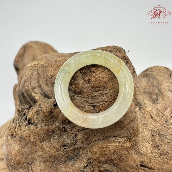 【肌容雪】天然緬甸A貨黃綠翡翠戒圈 編號1029(戒圍16.9mm#10號)