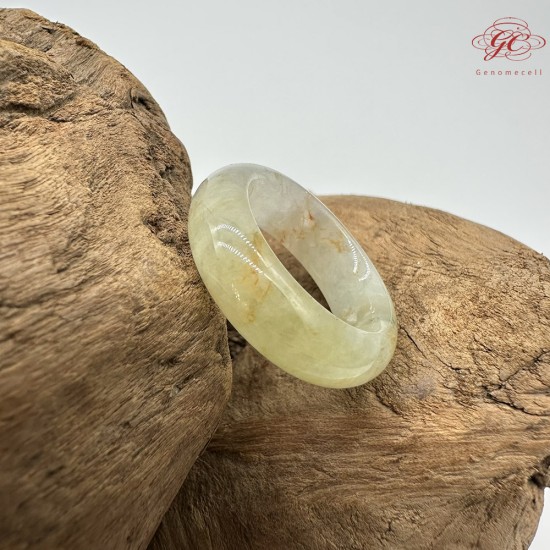 【肌容雪】天然緬甸A貨黃綠翡翠戒圈 編號1029(戒圍16.9mm#10號)