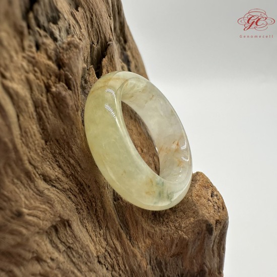 【肌容雪】天然緬甸A貨黃綠翡翠戒圈 編號1029(戒圍16.9mm#10號)