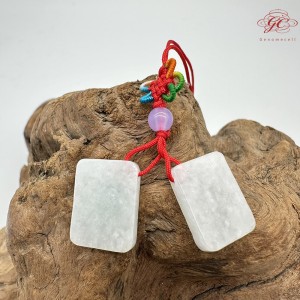  【肌容雪】天然緬甸A貨麻將刻字造型翡翠吊飾 編號1030