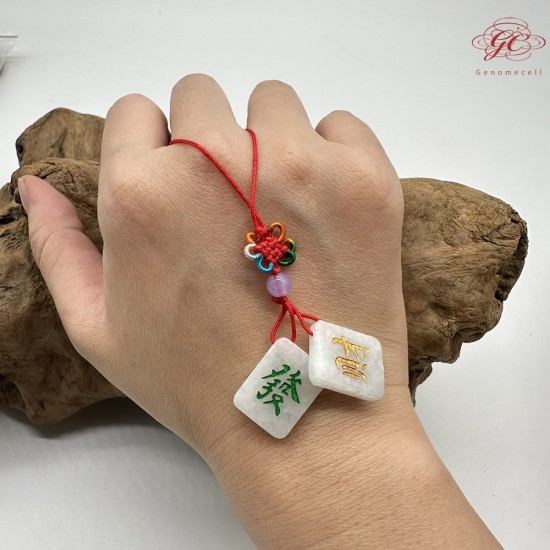  【肌容雪】天然緬甸A貨麻將刻字造型翡翠吊飾 編號1030