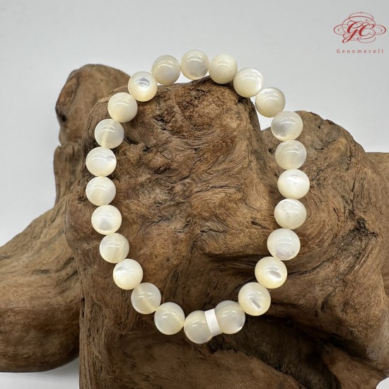 【肌容雪】天然美石白蝶貝殼手串 編號B132