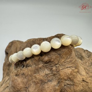 【肌容雪】天然美石白蝶貝殼手串 編號B132